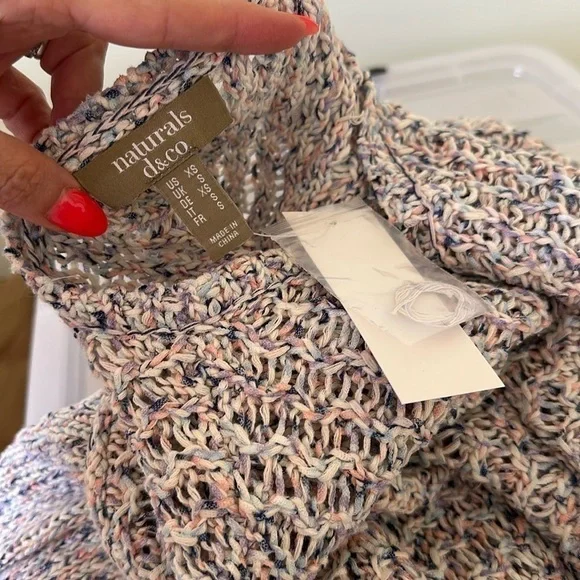 Denim & Co Womens Naturals Boatneck Sweater Top Multi Color Size XS Coastal - Picture 6 of 8